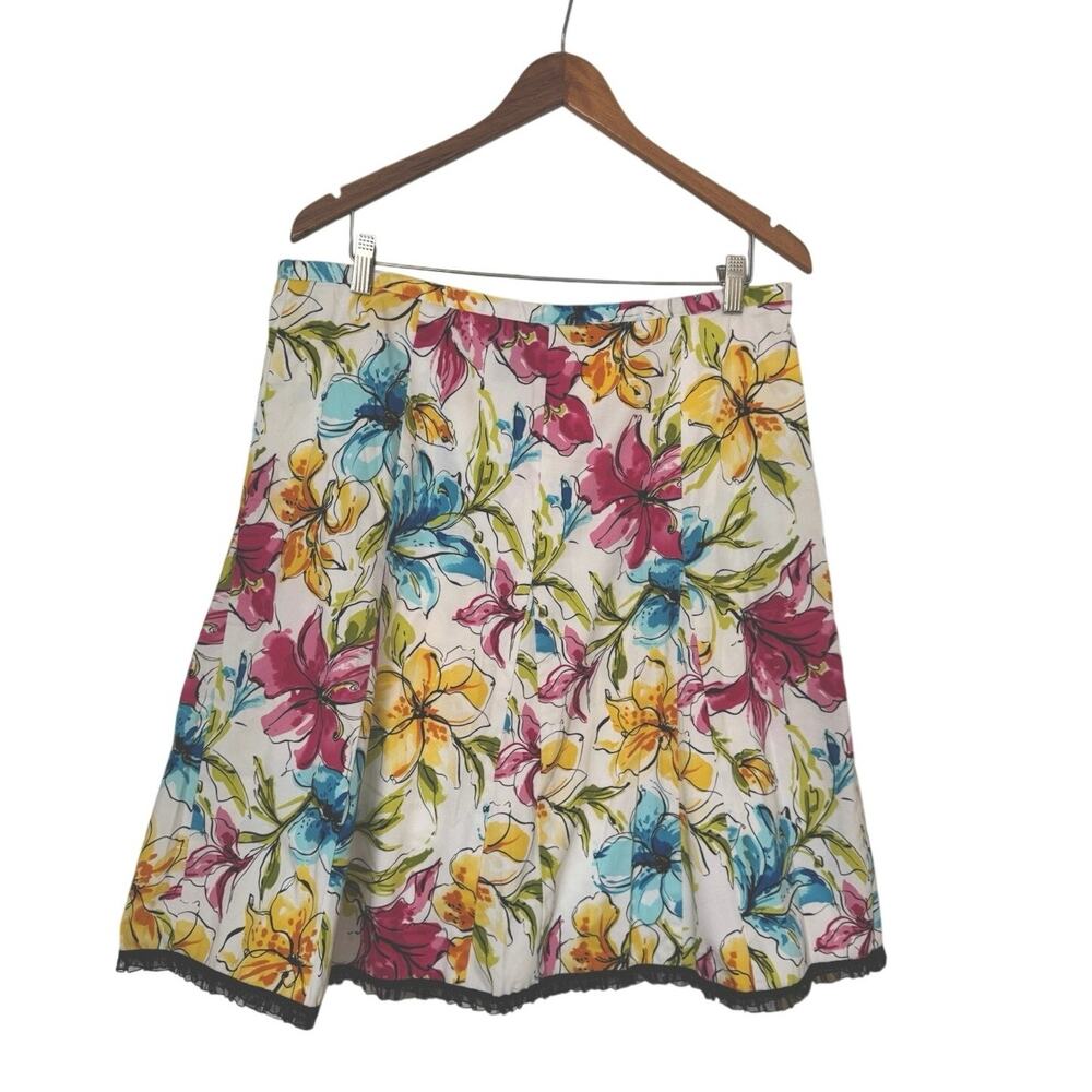MDL New York Floral Print Pleated A-Line party Skirt Multicolor Office Womens 16